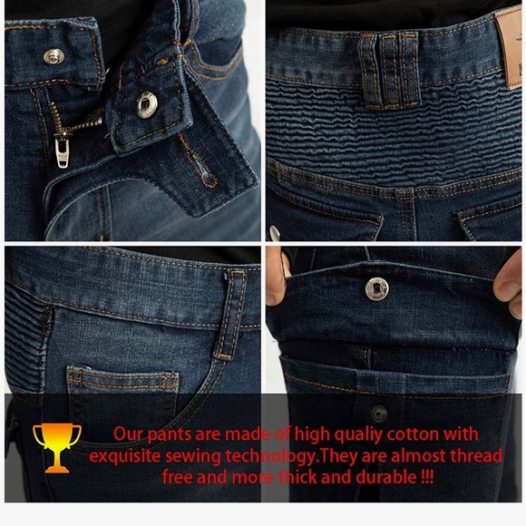 Motorcycle Riding Jeans Biker Motorbike Pants with CE Removable Armored for Men - Picture 6 of 8